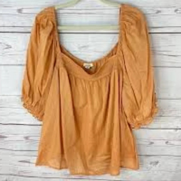 A.N.A. a new approach women's brown off shoulder puff sleeve shirt plus size Med - Picture 1 of 5